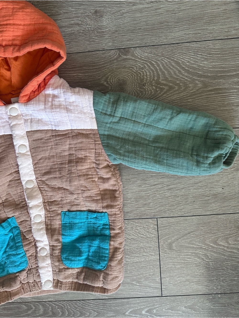 Colorblock Hooded Kids Jacket Multicolor - Picture 3 of 8